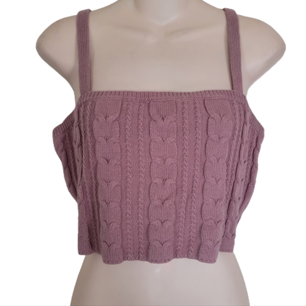 Wild Fable Mauve Cable Knit Sleeveless Crop Top Size Women's XL